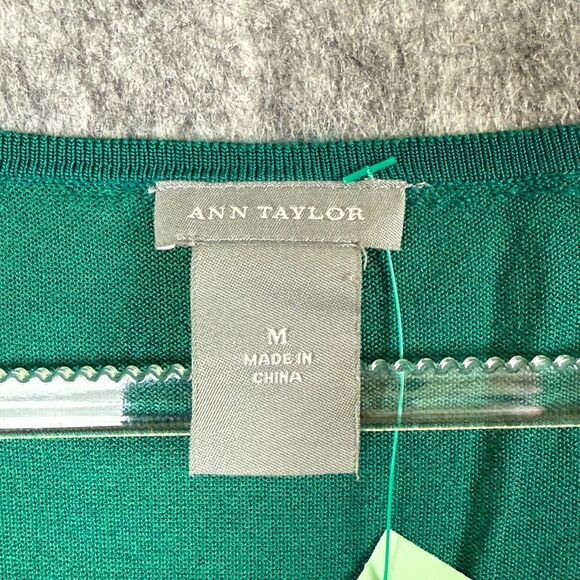 Ann Taylor Knit Blouse Jewel Tone Womens M Scoopneck Normcore Teal Babydoll S/S - Picture 4 of 9